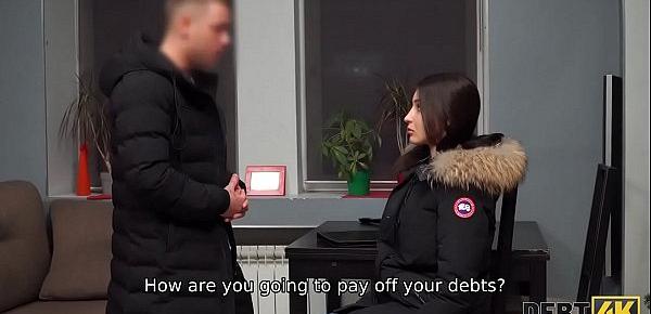  DEBT4k. Loan agent takes hottie from behind for her huge debts